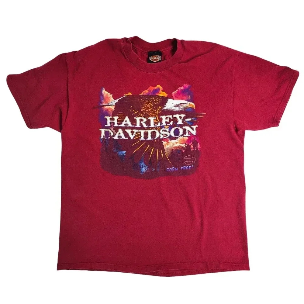 Vintage Harley Davidson Myrtle Beach Size Large Shirt Red Eagle Born Free